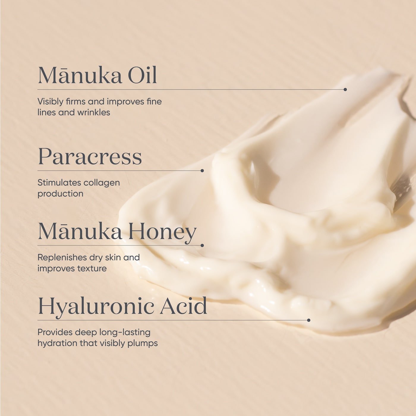 ManukaRx Firming Neck Cream product ingredients listed next a product swatch image